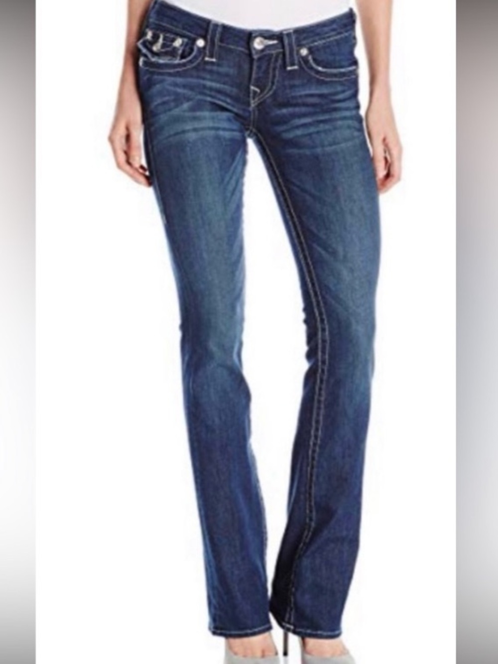 True Religion Becky Bootcut Jeans Size 28 Dark Wash Y2K Flap Pocket